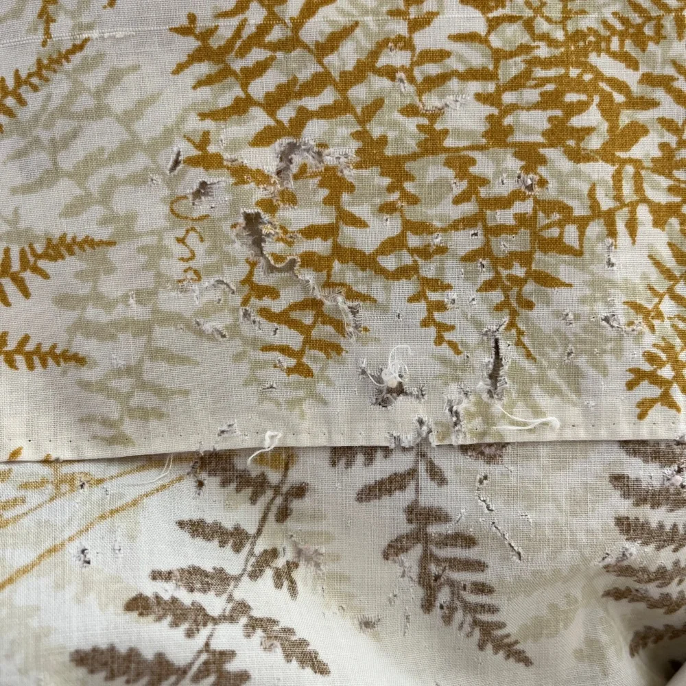 70s Vintage Vera Full Size Flat Sheet Burlington Percale Butterflies Ferns As Is